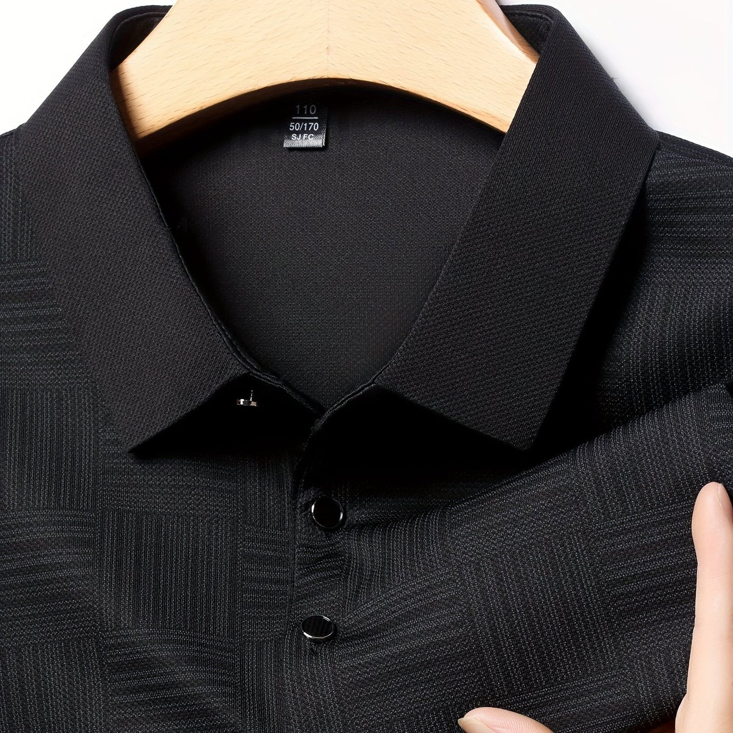 Men's Lightweight Button-Front Shirt - Solid & Striped Block Color Short/Long Sleeve Blouse, Casual Button- Collar Top for Spring/Fall, Versatile for Dress Codes (Hand Wash/Dry Clean) - Non- Regular Fit Style