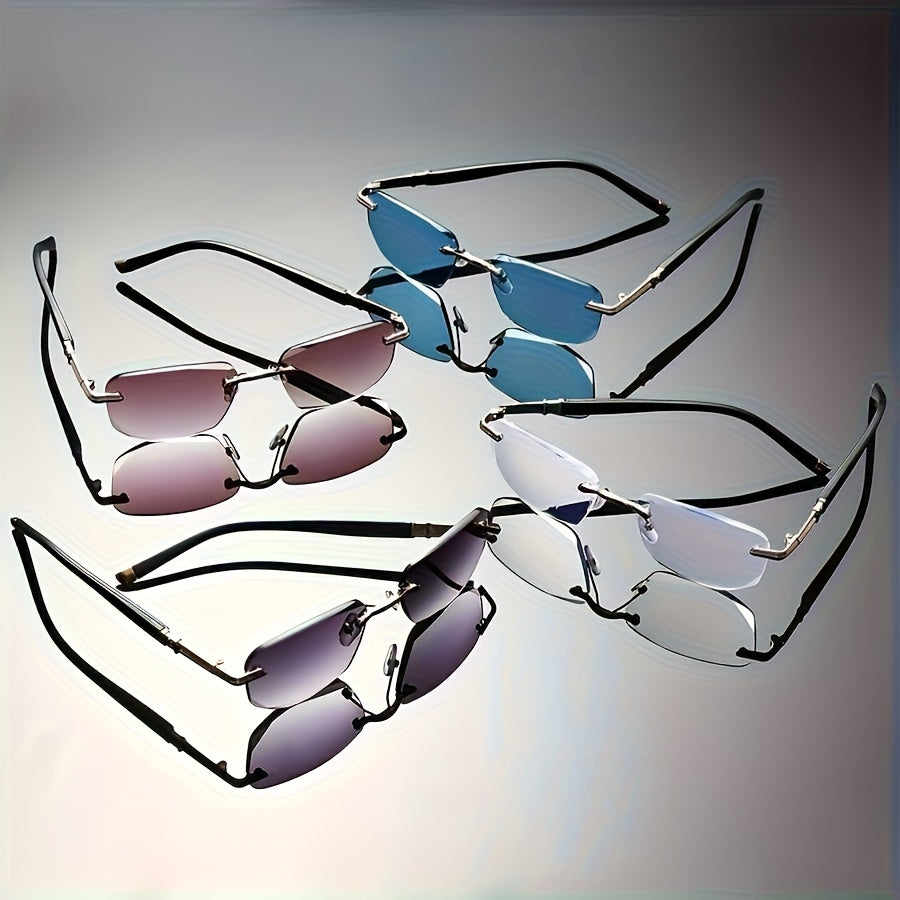 3-Pack, Stylish Men's Frameless Reading Glasses, Elegant Metal Frame, Options: 100, 150, 200, 250, 300, 350, 400 Degrees,christmas Gifts