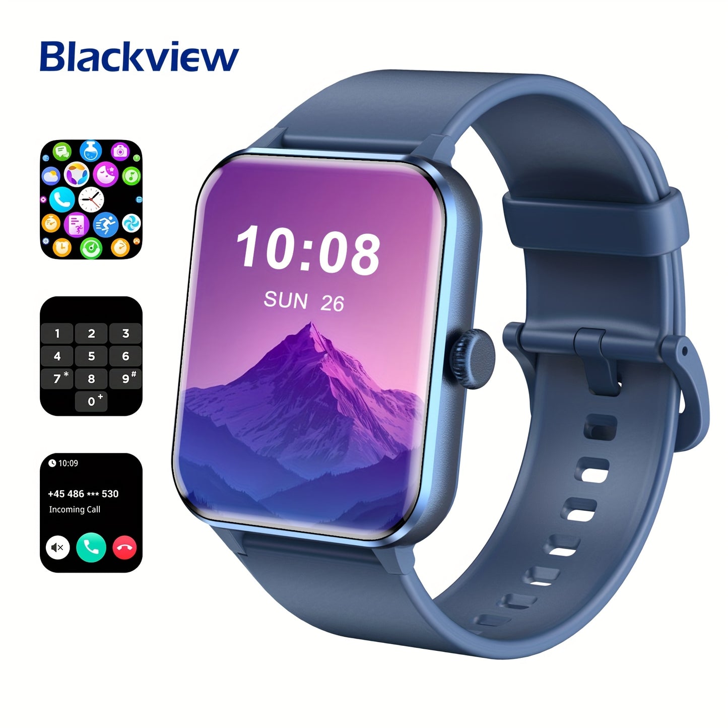 Montre Connectée Homme et Femme – Appels, Réception, Numérotation, Assistant Vocal IA, Écran 4,65 cm, Suivi Sportif et Fitness avec Podomètre, Calories, Distance, Idéal Cadeau Saint-Valentin ou Anniversaire