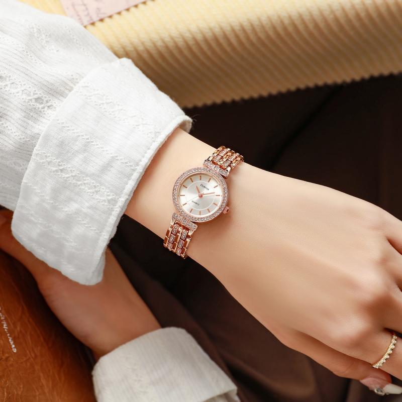 Montre Femme de Luxe – Minimaliste, Mouvement Quartz, Boîtier Rond en Alliage, Cadran Blanc avec Accents Dorés, Élégante pour Quotidien et Occasions Formelles