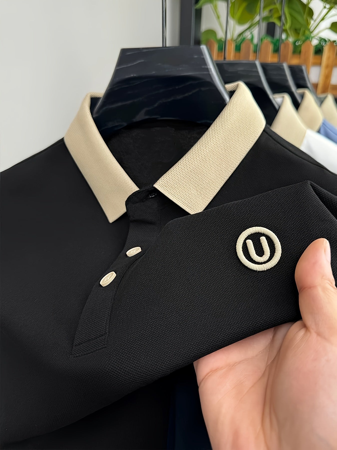 Men's Trendy Golf Shirt, Slightly Stretch Button Up Shirt, Comfy Top For Sport And Casual Wear