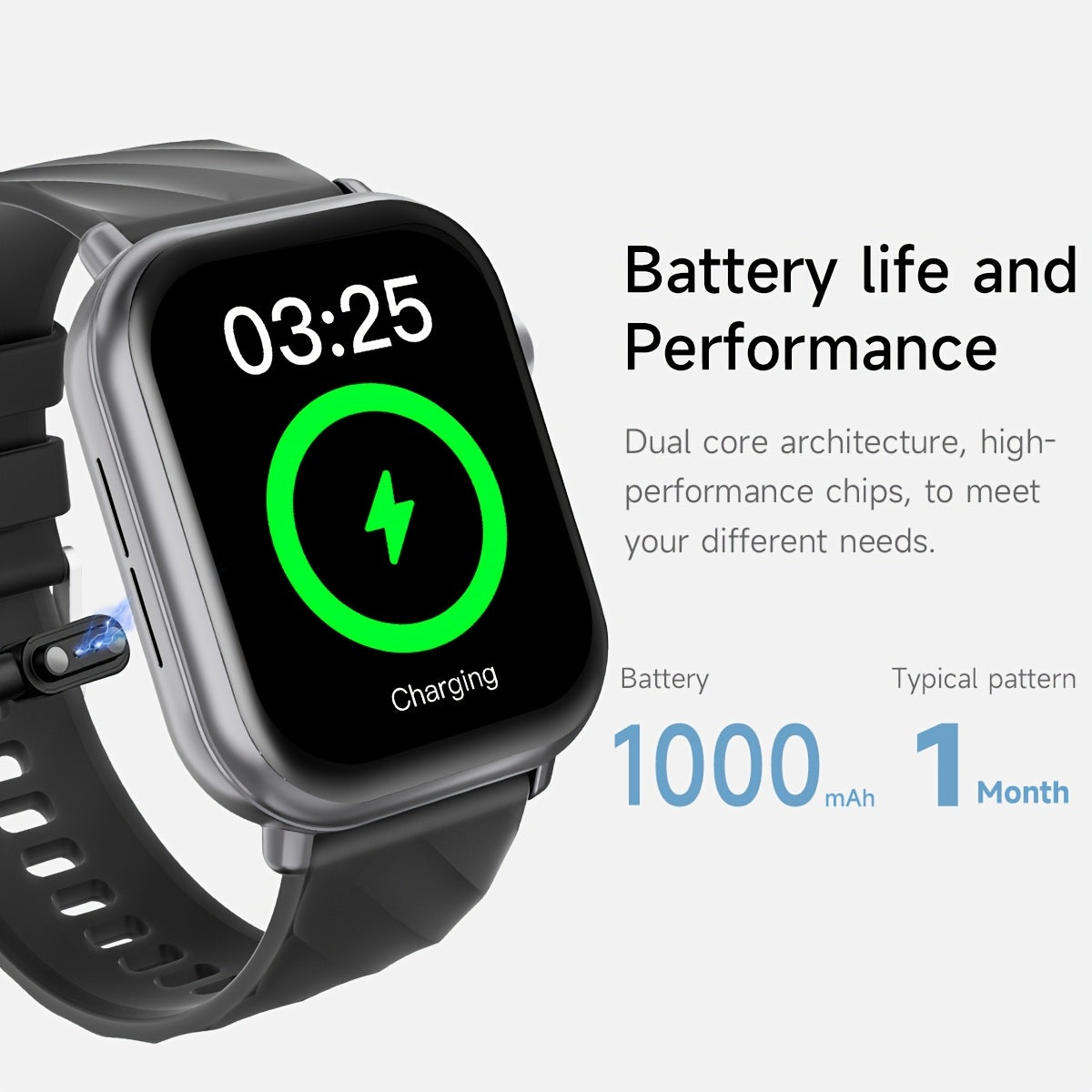 High-Quality Smartwatch with 1000 mAh Battery | 1.83-inch HD Touch Screen, Built-in Speaker, Multiple Sports Modes, Wireless Calls, Message Notifications, Music Player, Compatible with iPhone and Android, Perfect for Gifts