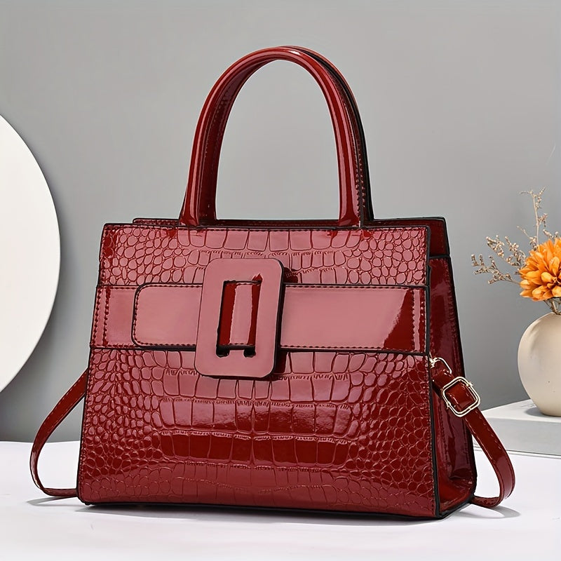 Sac à main brillant motif crocodile pour femme