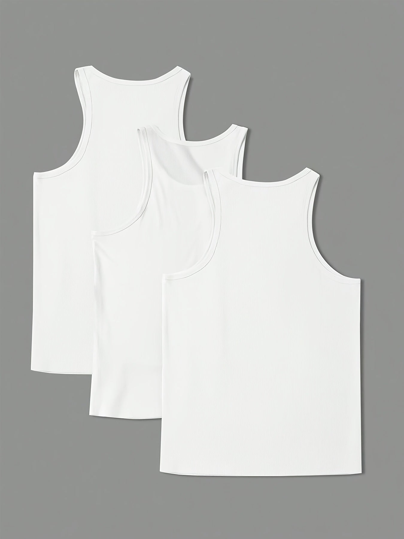 Lot de 3 Débardeurs Homme – Couleur Unie Côtelée