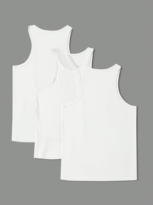 Lot de 3 Débardeurs Homme – Couleur Unie Côtelée