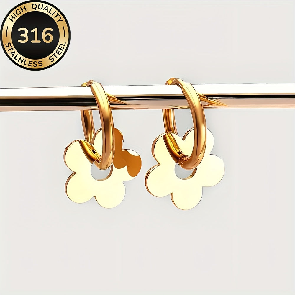 Boucles d’oreilles pendantes pour femme, acier inoxydable plaqué or 18K, hypoallergéniques et anti-décoloration, style coréen minimaliste élégant
