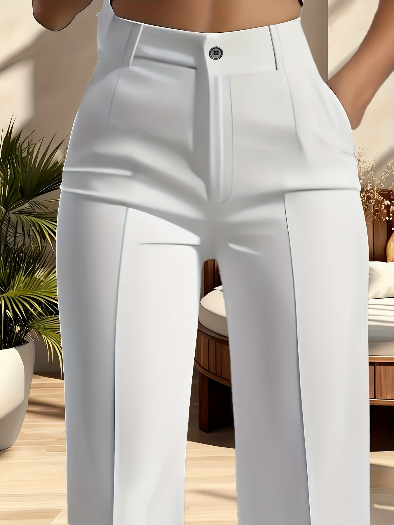 Pantalon Femme Élégant Légèrement Extensible – Slim Fit, Bureau et Décontracté, Tous Saisons, Avec Poches