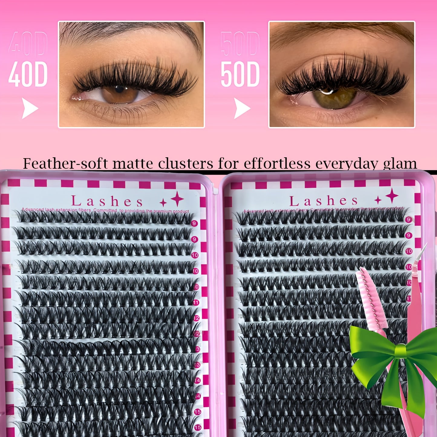 Set de 680 cils (30D/40D/50D) volume yeux style anime avec pinces et pinceau cils D Curl naturels hypoallergéniques kit DIY pour débutants fêtes mariages et usage quotidien