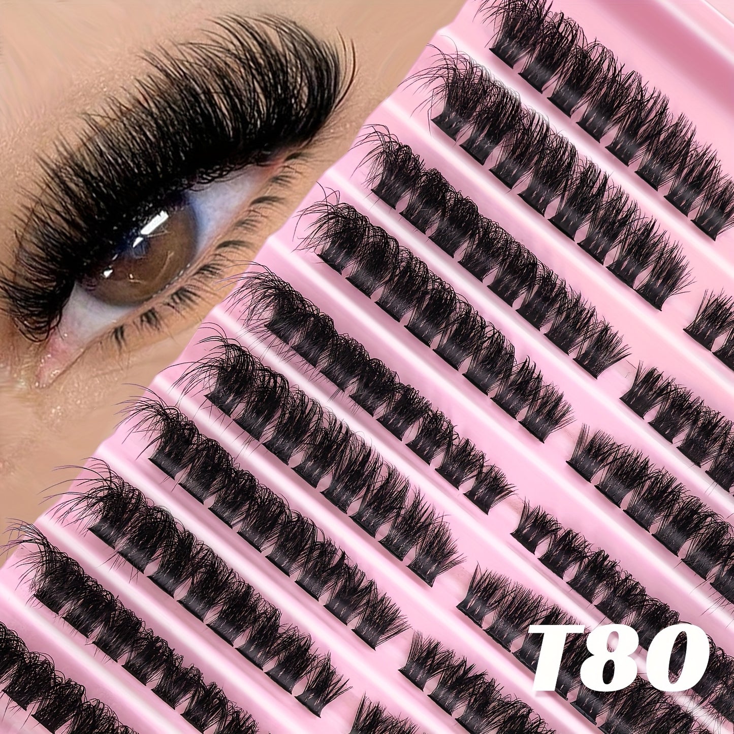 120/160 Cils– Courbure D, Longueurs Mixtes 8-16mm, Effet Naturel, Réutilisables, Extensions DIY avec Cils Individuels Effilés, Styles Russe/Poupée/Cat-Eye, Débutants, Colle Incluse