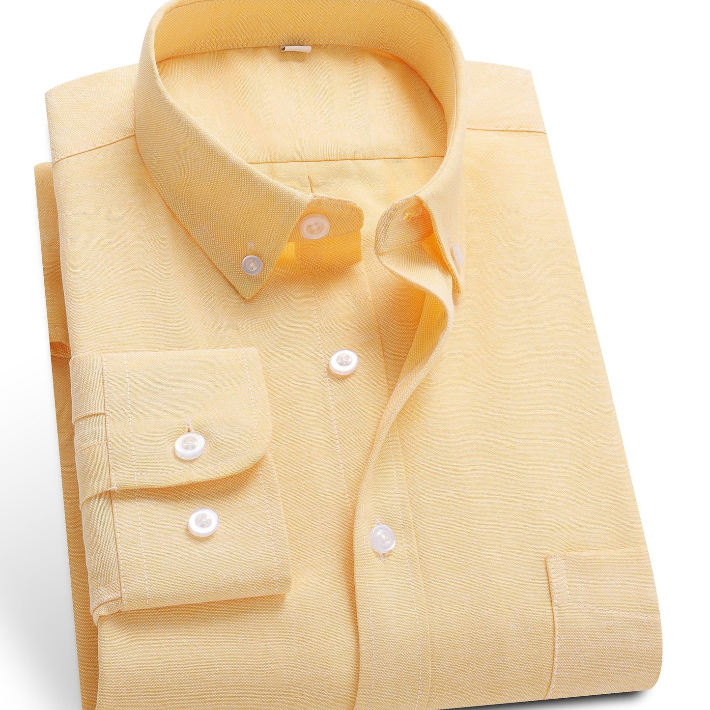 Men's Solid Color Lapel Collar Design Dress Shirts, Long Sleeve Casual Button Up Shirt For Formal Occasions