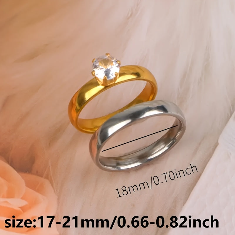 12pcs JuanMaoJuan Couple Rings - Stainless Steel Wedding Bands for Women & Men, Matching His & Hers Rings Suitable for Wedding, Party, Casual Attire - Bulk Pack (No Box Included)