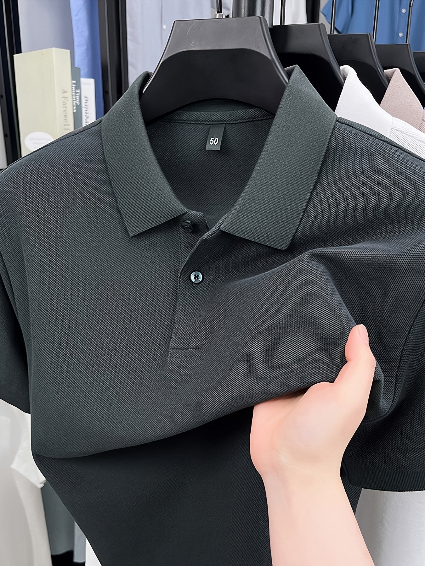 Men'S Business Casual Shirt - Formal & Everyday Office, Golf, Casual Attire - Classic Collar Button-Up Shirt - All-Season Professional T-Shirt for Men - Easy-Care Professional Attire, Golf Apparel, Solid Color Design, Comfort