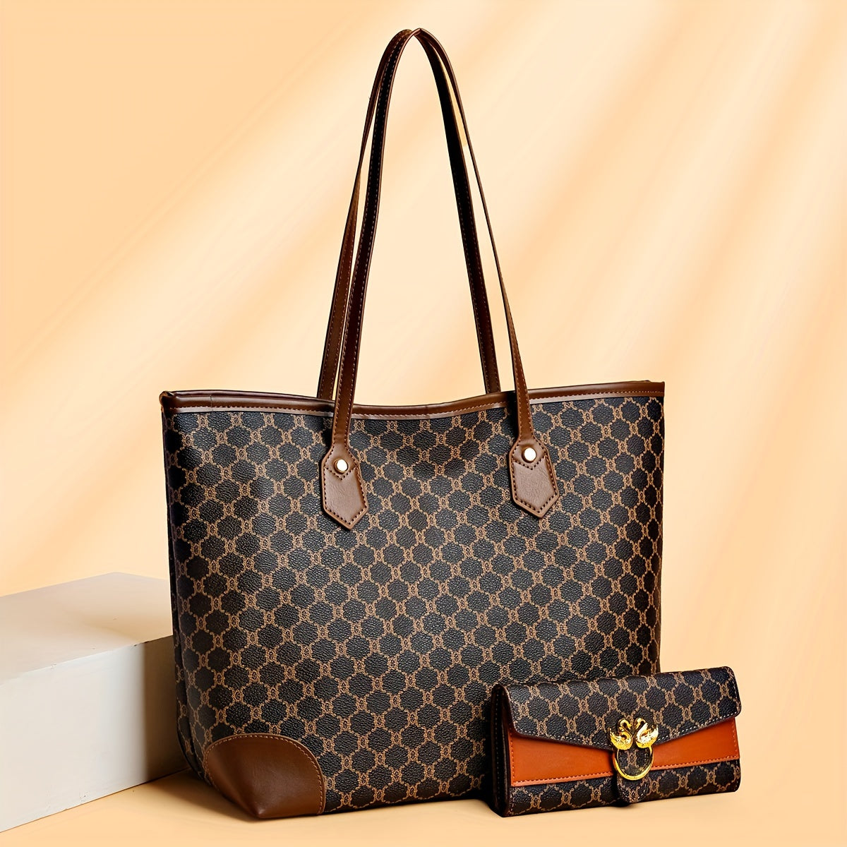 Sac fourre-tout élégant grande capacité avec portefeuille – ensemble pour femmes mûres