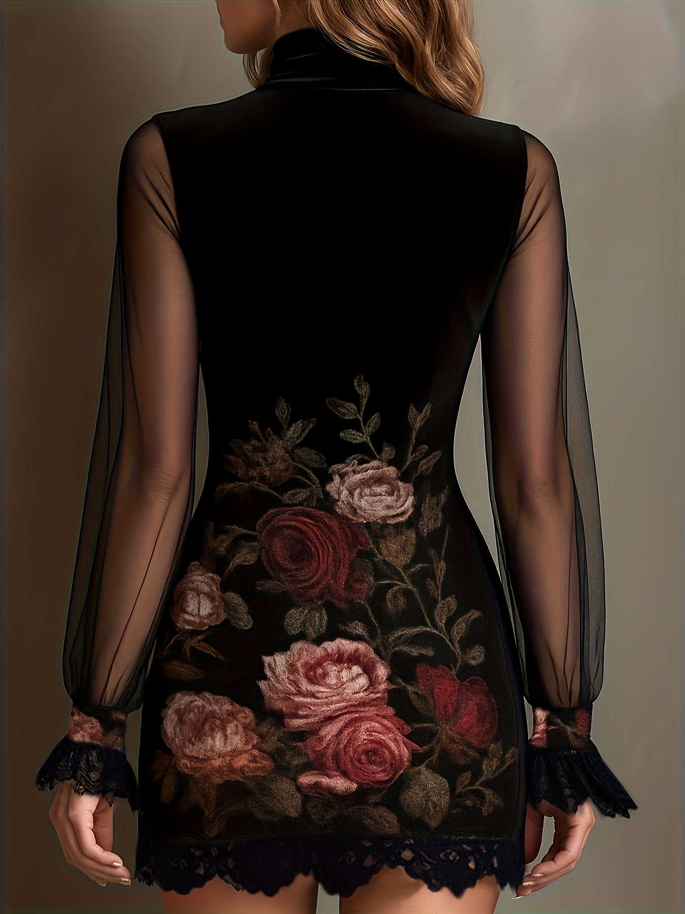Nouvelle robe sexy pour femme avec empiècements en dentelle et résille