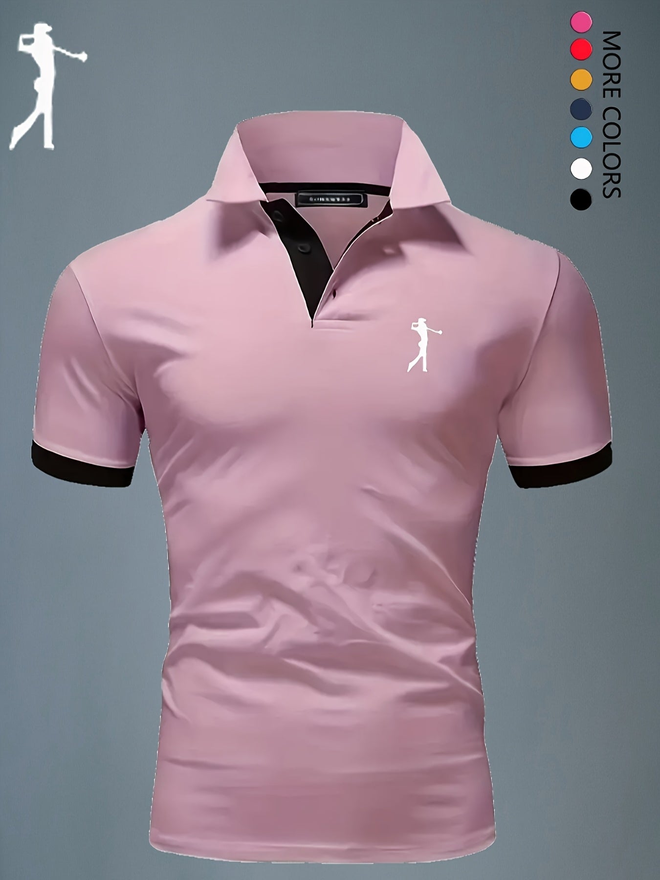 Men'S Summer Breathable Polo Shirt - Casual Short Sleeve, White with Blue Trim & Logo, Regular Fit, Geometric Pattern, Versatile for Business or Leisure Wear, Summer Casual Wear | Stylish Casualwear | Comfortable Fit