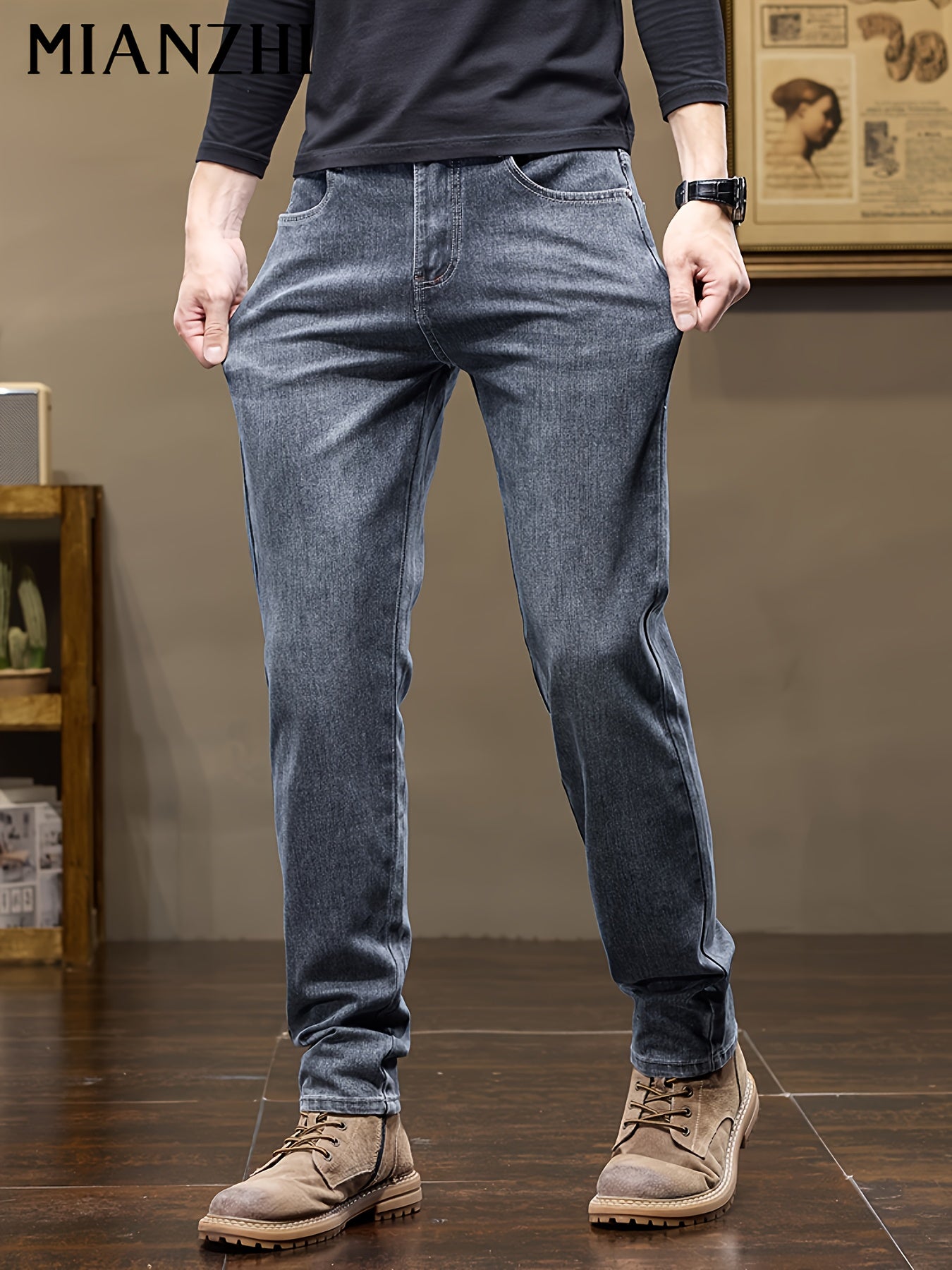 Jean droit premium pour homme – pantalon décontracté ample et stylé, polyvalent, épais, idéal pour l’automne et le quotidien