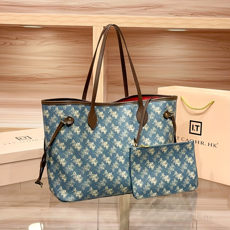 Sac cabas élégant à motif floral avec intérieur rouge, grande capacité, finitions dorées et bandoulière détachable – idéal pour les voyages et les trajets quotidiens.