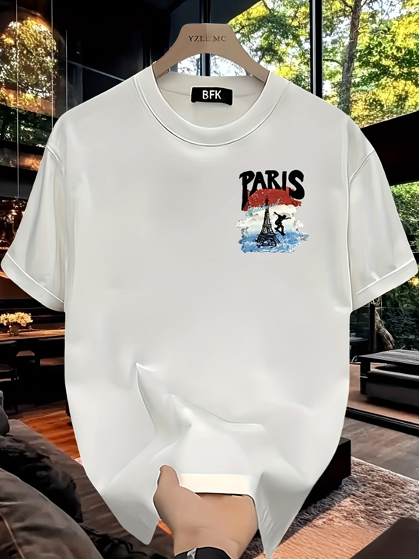 Men'S Heavyweight T-Shirt - Paris Skateboard Graphic, Loose Fit, Short Sleeve, Casual Summer Top with Eiffel Tower Design, Everyday Tshirt | Trendy Casualwear | Durable Fabri