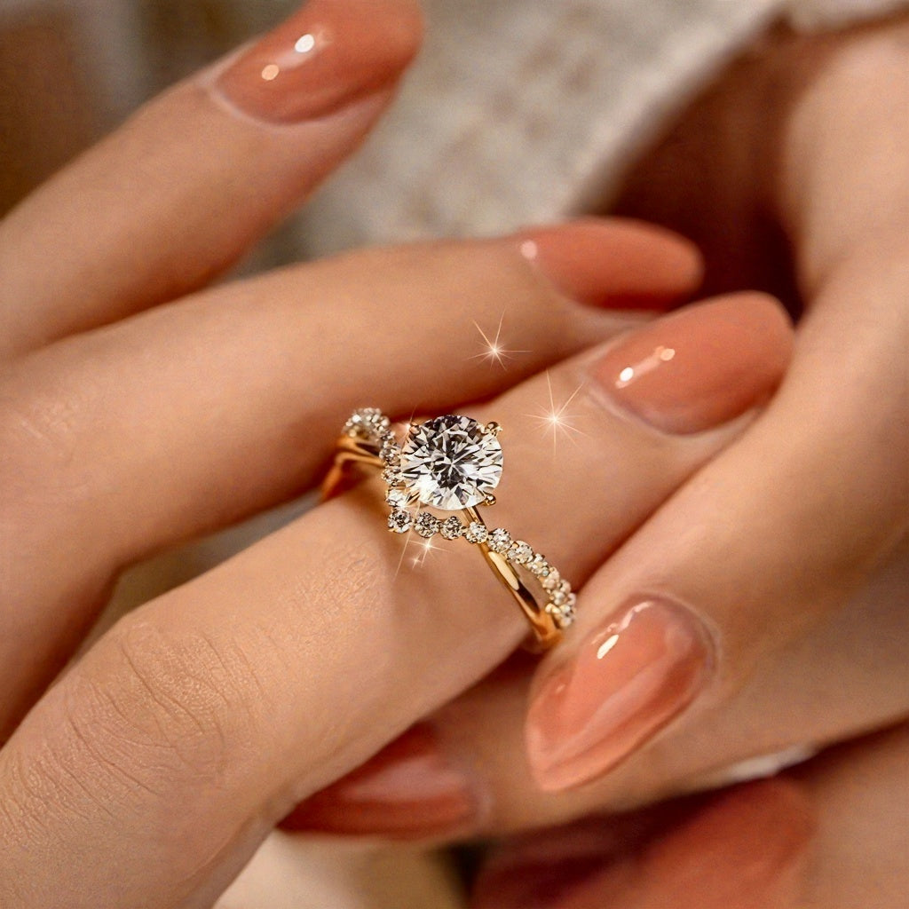 1 Carat Classic Princess Cut Genuine Cubic Synthetic Zirconia Adjustable Open Wedding Engagement Ring for Women, Shiny Synthetic Zirconia Bridal Wedding Ring, Exquisite Fashion Jewelry for Ladies