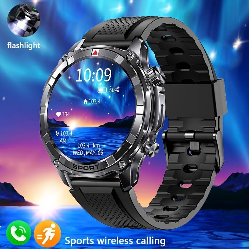 Montre Connectée Homme – Appels (Répondre/Appeler), Écran 3,86 cm, Tracker Fitness avec Assistant Vocal IA, Météo, Sommeil, 100+ Modes Sport, Batterie Longue Durée 500 mAh