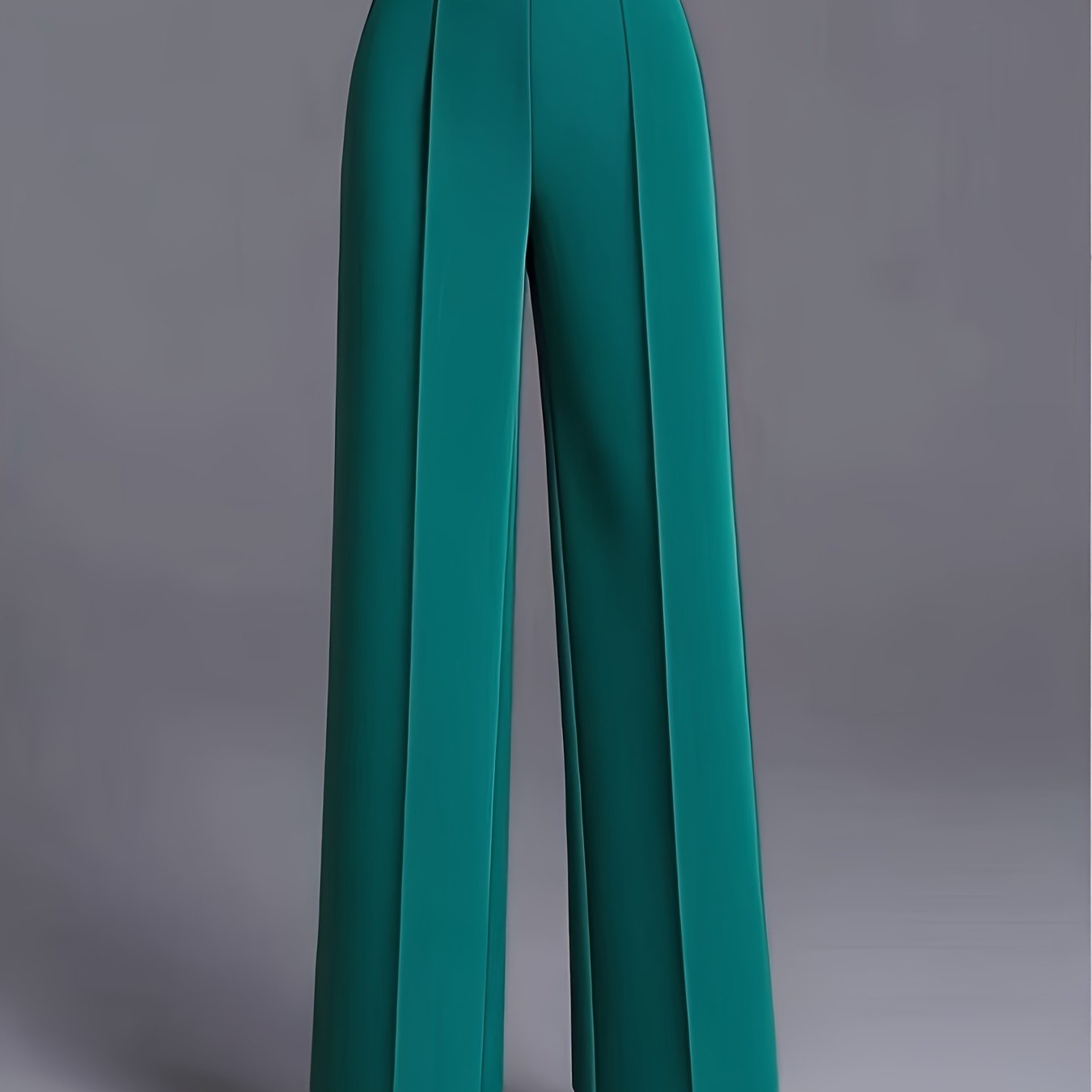 Pantalon Femme Grande Taille Élégant – Taille Haute, Jambe Large, Couleur Unie Rose et Bleu Marine