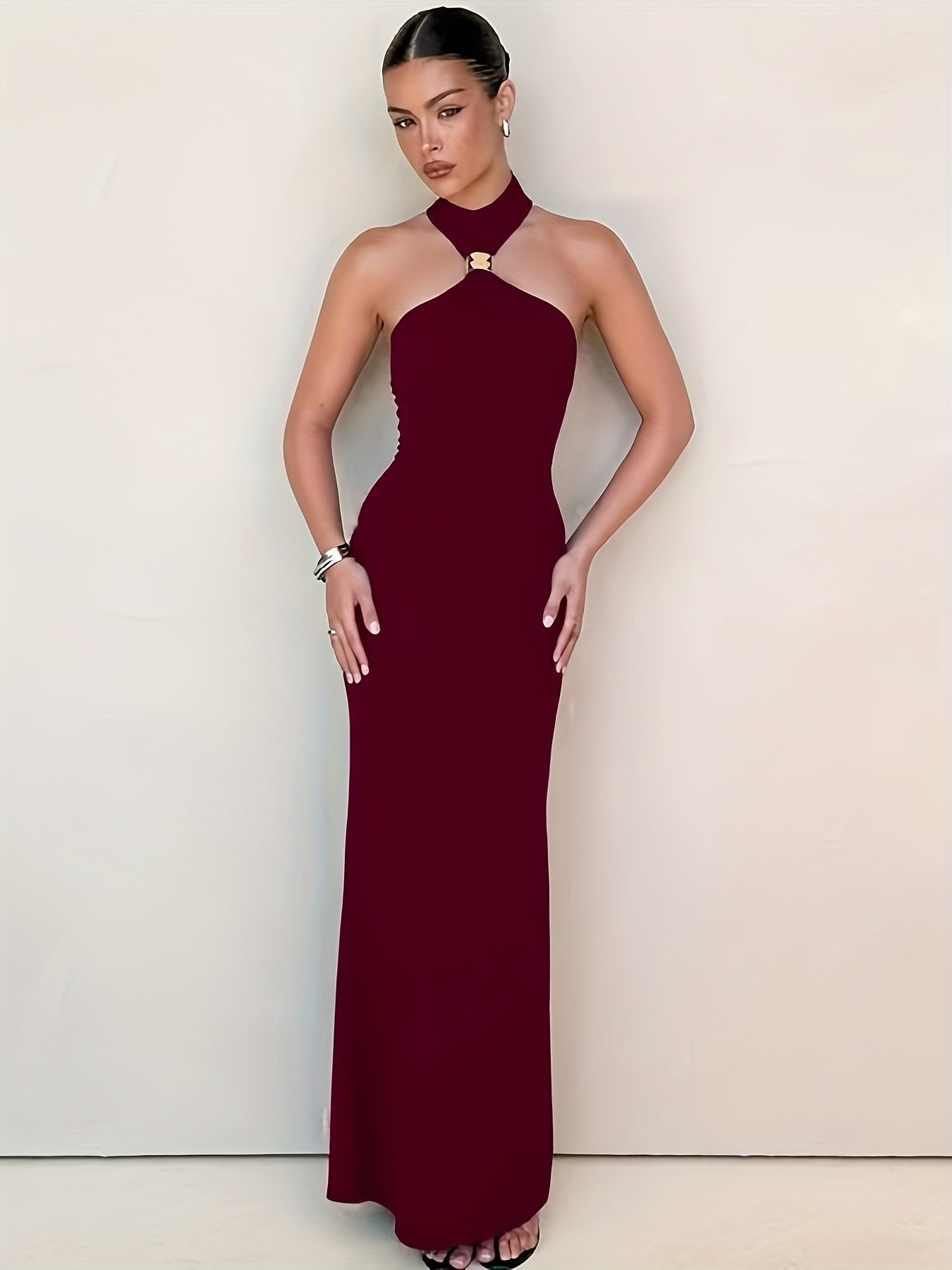 Robe de soirée moulante élégante pour femme - Robe de soirée élégante pour fêtes et événements formels - Tenue de soirée extensible et lavable en machine - Robe de soirée élégante pour femme