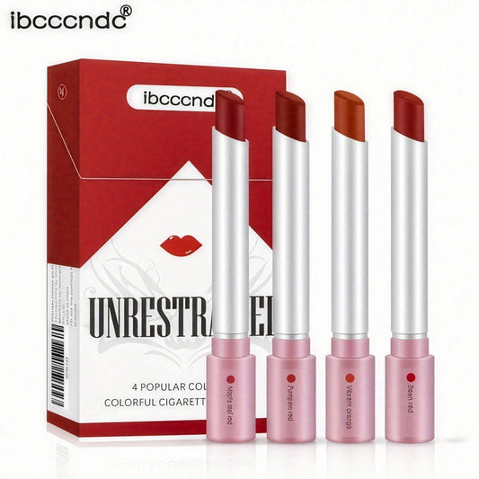 Cigarette Lipstick Set, Velvet Matte Easy-Apply, 4pcs Patent Design, Cigarette Tube Lipstick