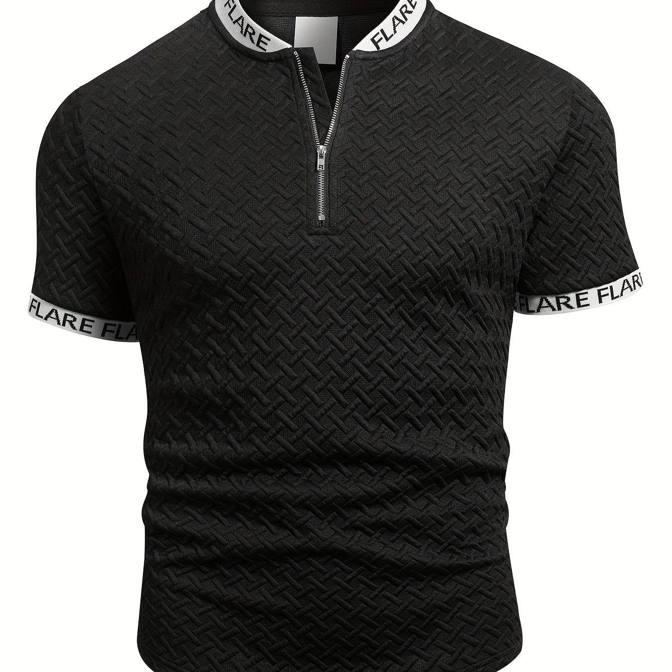 Men'S Casual Short Sleeve Polo Shirt with Stand Collar & Zipper Detail - Olive Green, Breathable Summer Top for Casual Attire, Casual Attire, |stand Collar Shirt|zipper Closure Shirt