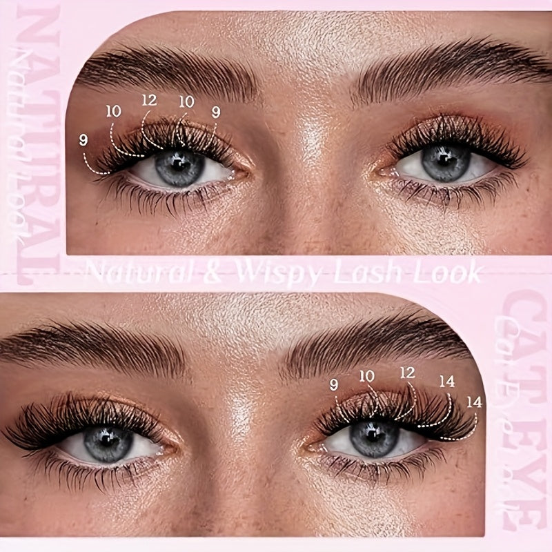 Lot de 120 Faux Cils – Courbure D, Longueurs Mixtes 9-14mm, Styles Fins et Épais, Effet Naturel, Réutilisables, Idéal Débutants DIY