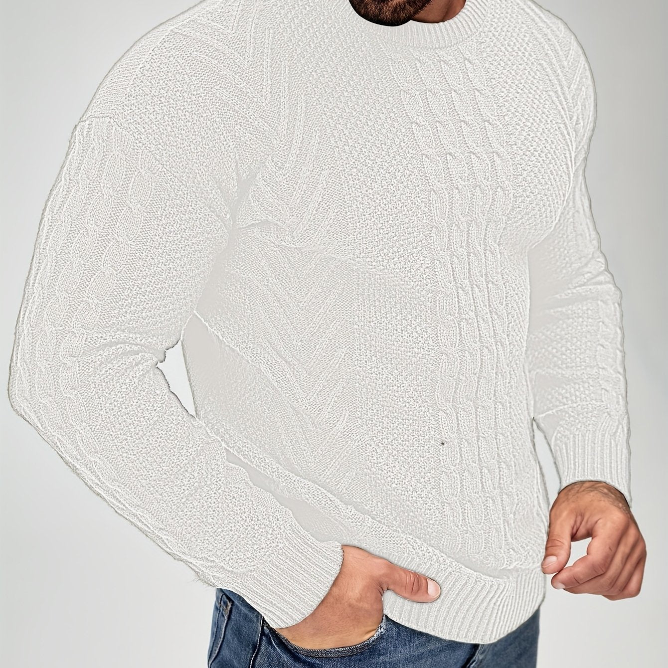 Men's Autumn and Winter Fashion Knit Crew Neck Pullover Warm Casual Sweater