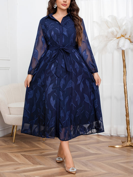 Plus Size - New Middle Eastern Style Fashionable And Elegant Waist-Tied Dress in Plus Sizes.