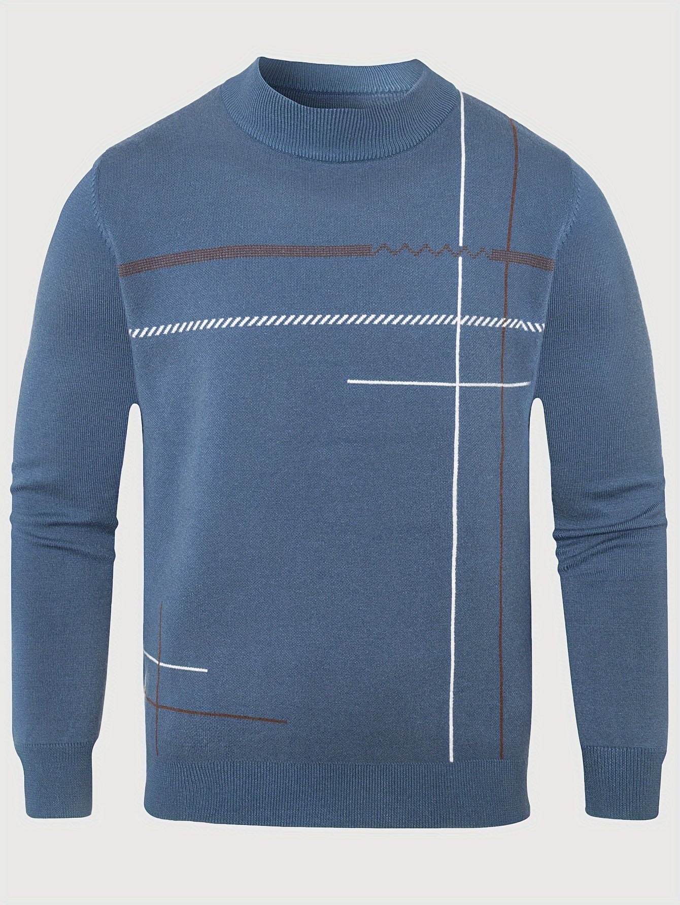 Classic Mature Men's Irregular Stripe Round Neck Casual Long Sleeve Knit Set