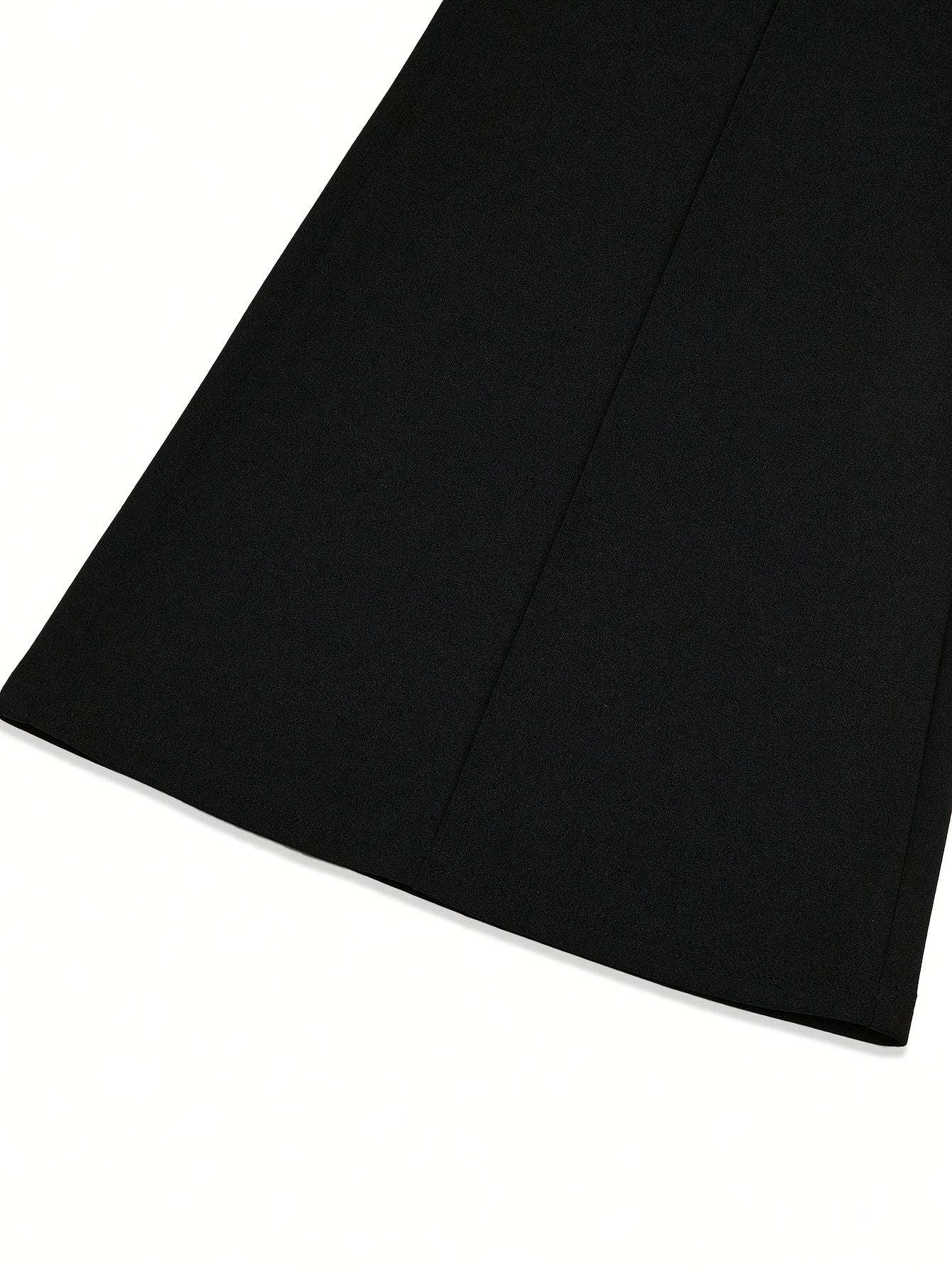 Pantalon Femme Élégant Noir – Jambe Large, Taille Haute avec Boutons