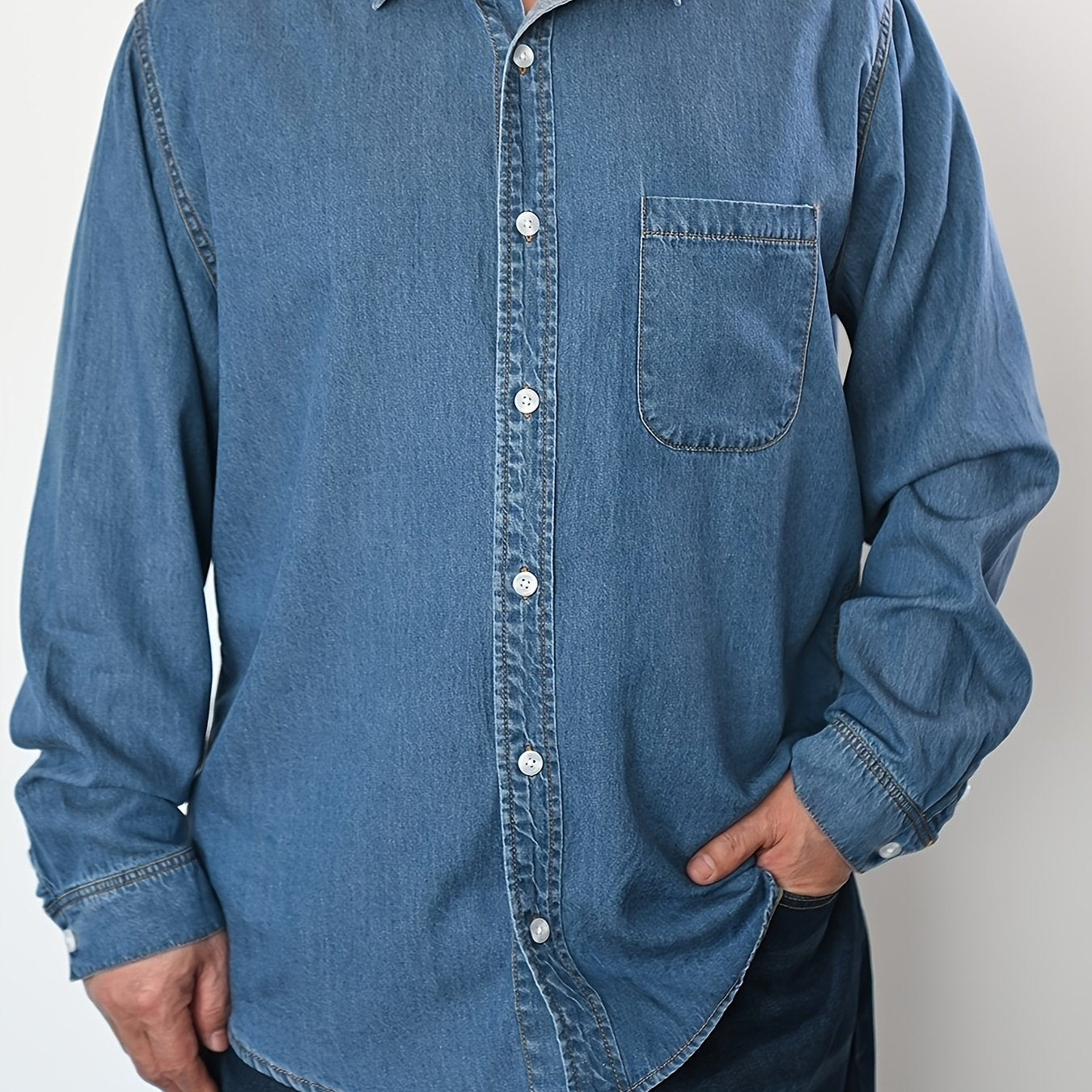 Plus Size Casual Denim Tencel Shirt