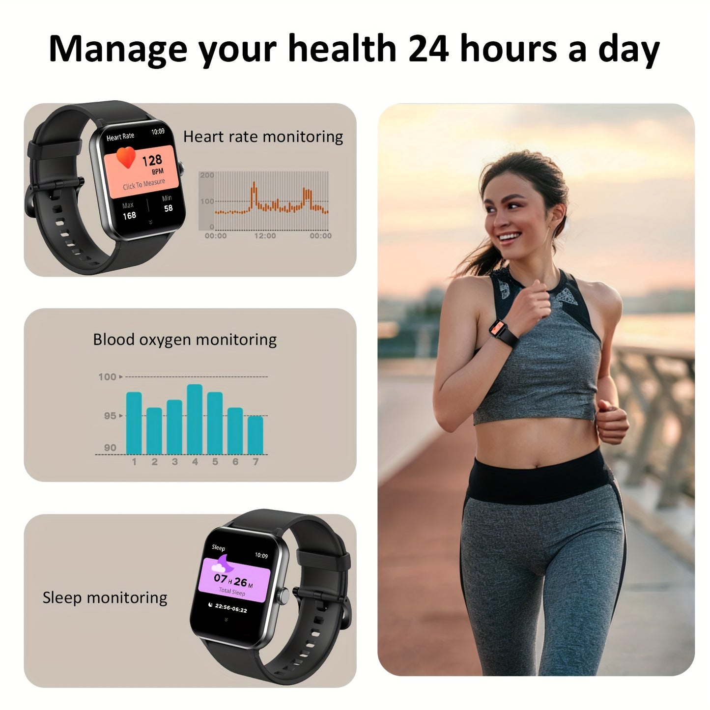 Blackview Smartwatch, Compatible With Android And For IPhone, Fitness Tracker, Fitness Watch With Activity Monitoring 1.85-Inch Touchscreen Smartwatch, With Pedometer, Calorie Meter And Stopwatch, BT 5.3 Call, Multi-Sport Mod