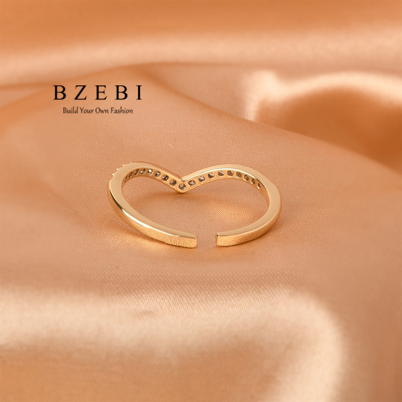 18K Gold Plated 2pcs V-Shaped Ring Jewelry Set, Fashionable Elegant Minimalist Adjustable Women's Birthday Christmas Mother's Day Valentine's Day Gift with Gift Box 726r+727r