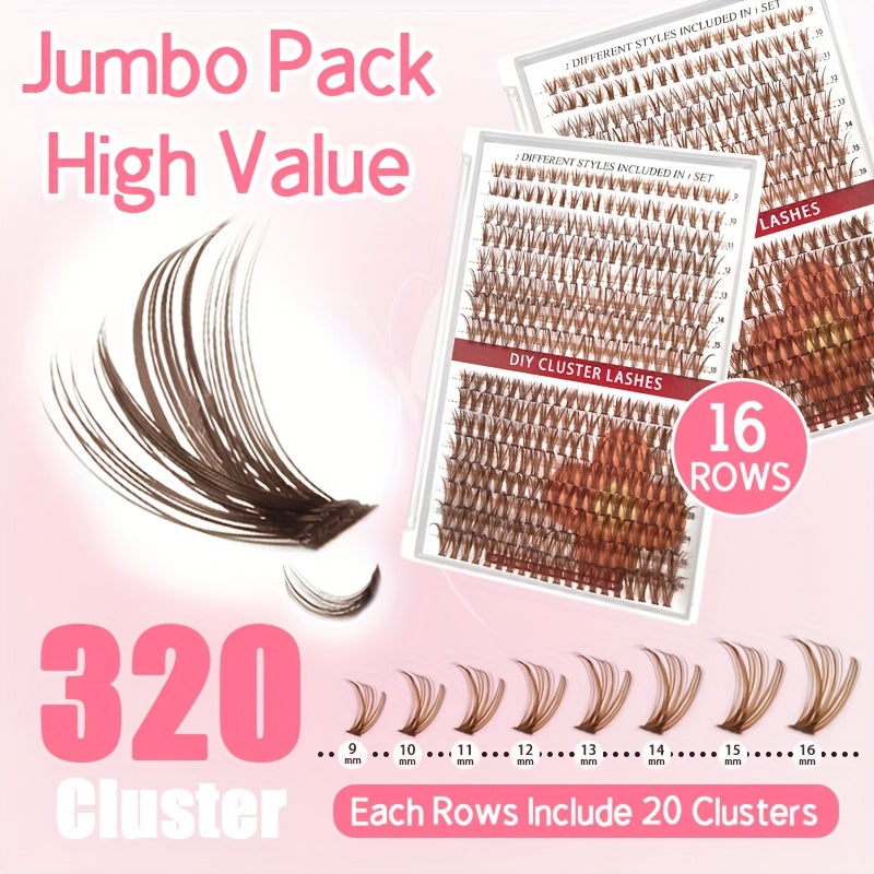 Pince à Cils avec Accessoires — Inclus Colles et Scellants, Brosse à Mascara, Faux Cils Résistants à l’Eau, Curl Intense, Réutilisables, Cils Individuels Épais et Fluffy, Idéal pour Soirées, Scènes et Festivals, Mélange de Couleurs Marron et Variées