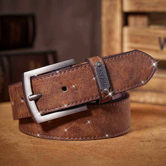 Ceinture Vintage BH Homme & Femme – Lanière PU Marron Foncé avec Boucle Carrée, Ceinture Classique pour Tenue Décontractée et Formelle, Durable pour Bureau, Mariage et Usage Quotidien, Cadeau Unisexe (Ajustable, Taille Unique)