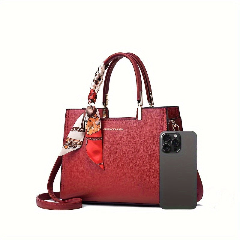 Sac fourre-tout rouge élégant avec accents floraux – grande capacité, bandoulière et crossbody polyvalent pour femmes, parfait cadeau fête des mères ou occasions spéciales, fermeture zippée durable