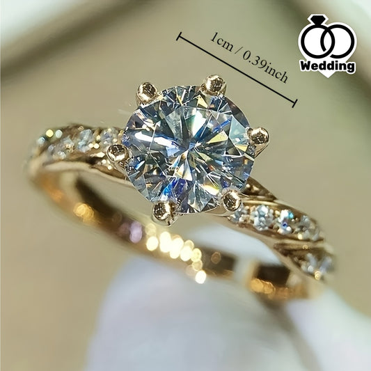 Elegant Women's Promise Ring with Sparkling Cubic Zirconia - 6 Prong Setting, Perfect for Engagement, Wedding, or Anniversary Gift