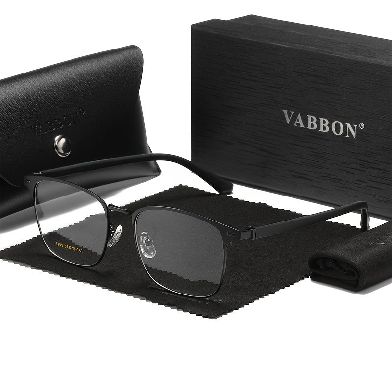 VABBON New Men's & Women's Metal-Frame Eyeglasses, a Business & Trendy Plano Eyeglasses in a Stylish Gift Box. It Comes with a Glasses Case and Cleaning Cloth, Serving as a Premium Gift, Model 3305