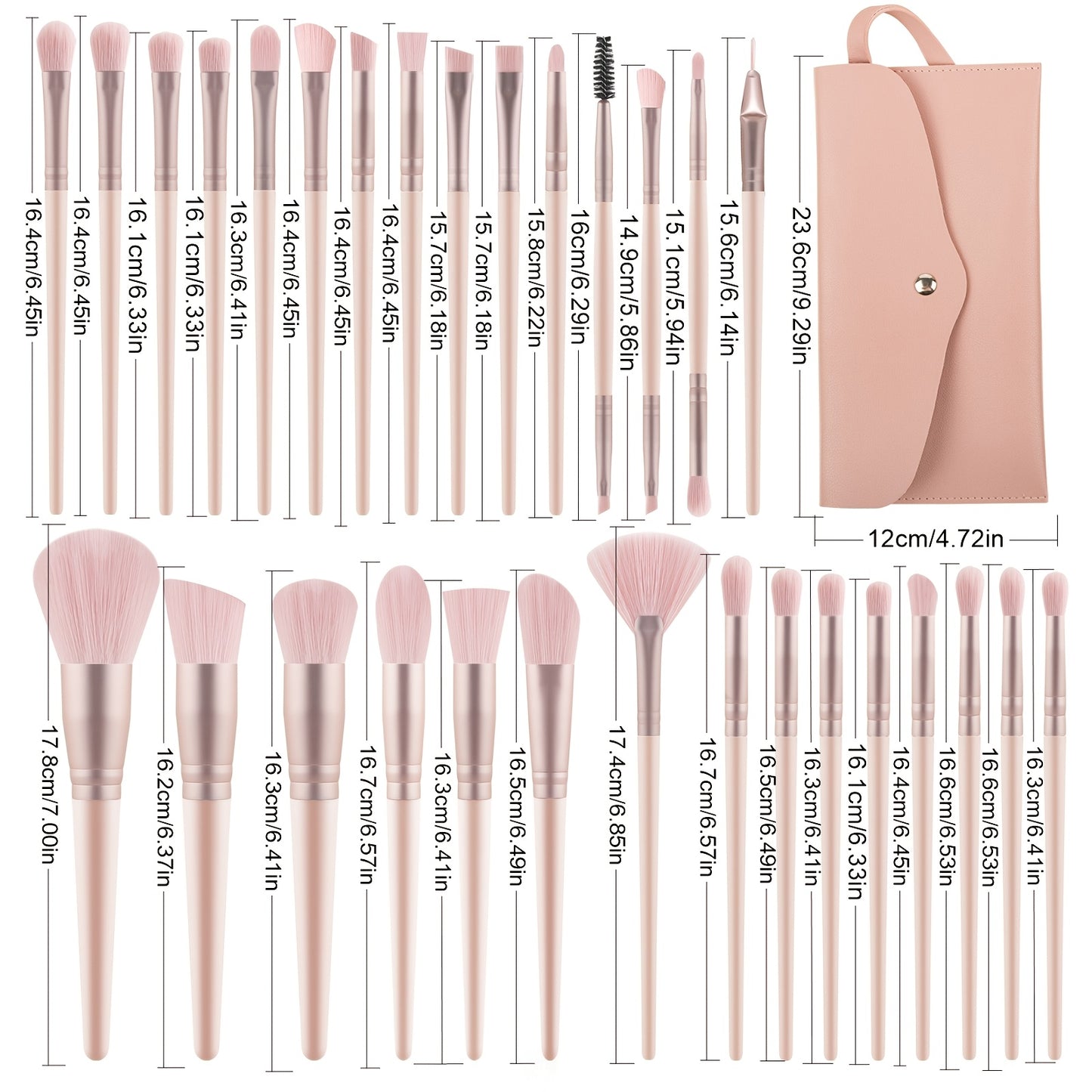 Set 30 Pinceaux Maquillage – Nylon & Trousse de Rangement