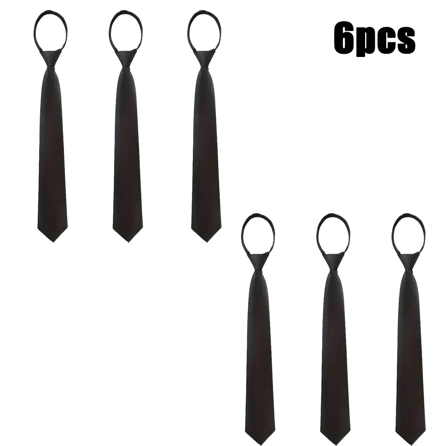 Lot de 6 Cravates Homme – Sans Nœud, Ajustables, Événements & Professionnel