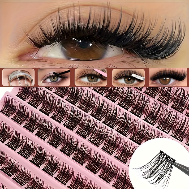 Kit de cils en bouquet D Curl 8-16 mm effet naturel épais réutilisables pour usage quotidien fêtes voyages et fête des mères