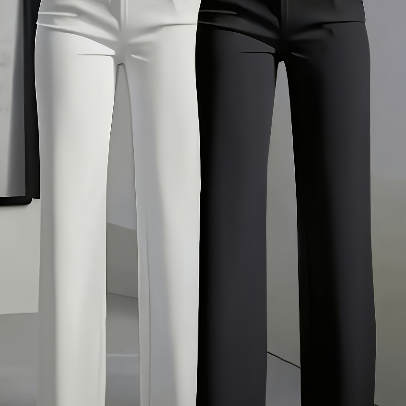 Lot de 2 Pantalons Femme Élégants Droits – Taille Haute avec Poches Obliques