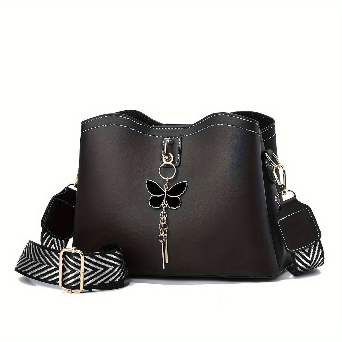 Sac seau papillon tendance – léger, couleur unie, bandoulière, parfait pour usage quotidien