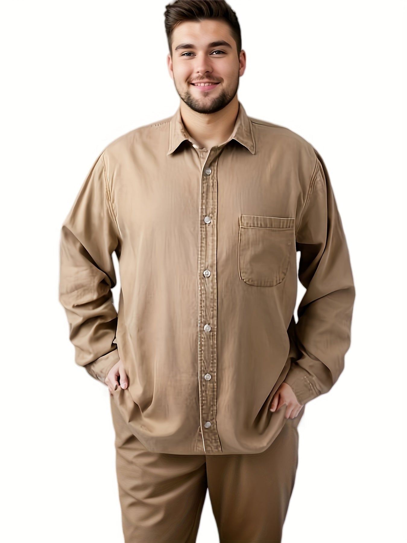 Plus Size Casual Denim Tencel Shirt