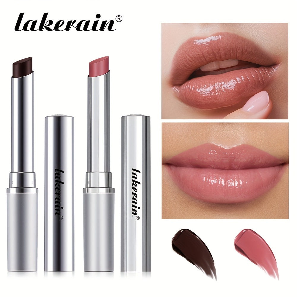 2pcs Lakerain Almost Lipstick | Black Honey + Pink Tinted Lip Balm, Nourishing & Moisturizing, Texture, Winter Lip Care