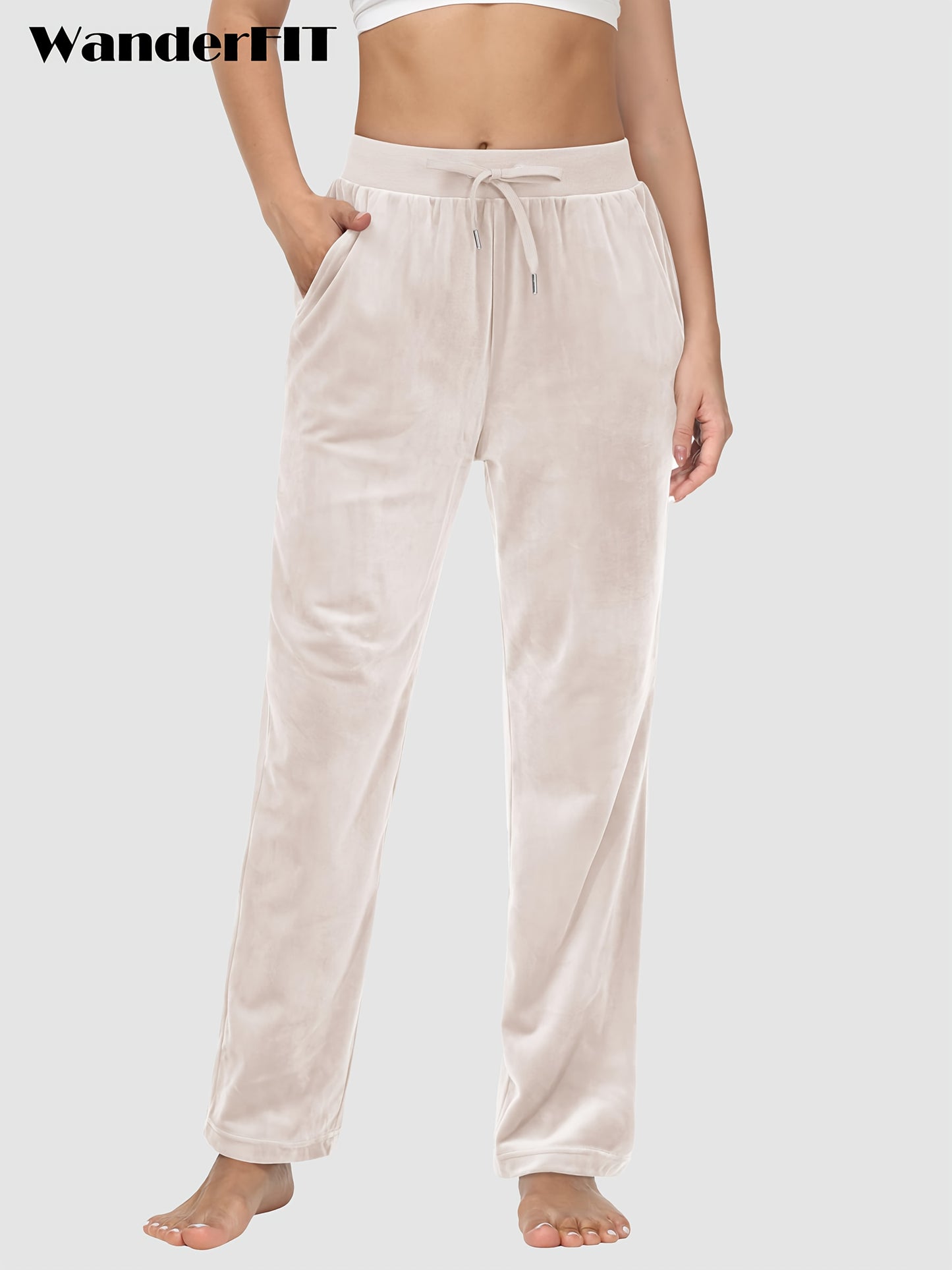 Pantalon Femme en Velours Doux avec Poches – Style Décontracté et Confortable