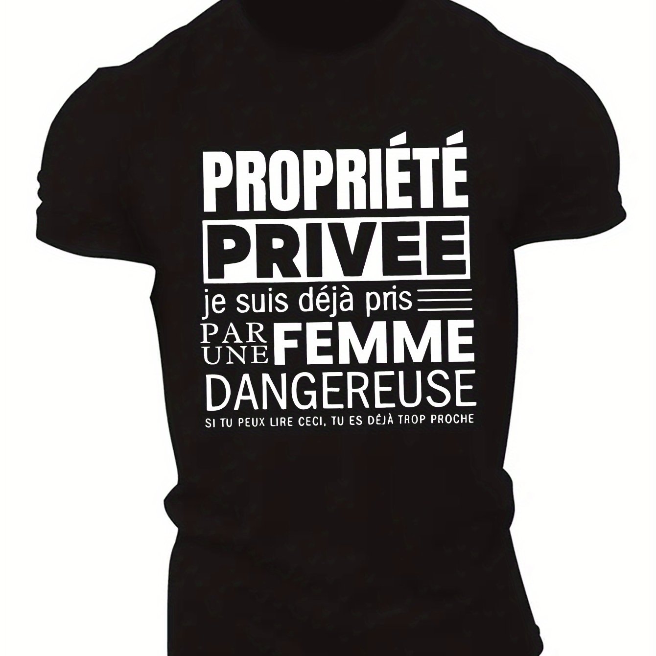 Men'S Humorous French Quote T-Shirt - "Property Rights Are Desired" Graphic Tee, Casual Crew Neck, Lightweight Polyester, Summer Wear, White with Black Text, Casual Summer Wear | Crew Neck Tee | Geometric Pattern Shirt, Funny